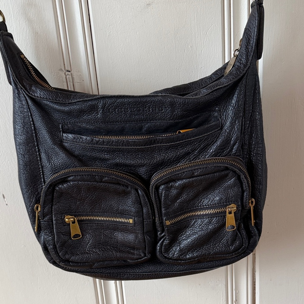Liebeskind Black Leather Crossbody Bag with Gold Accents EUC